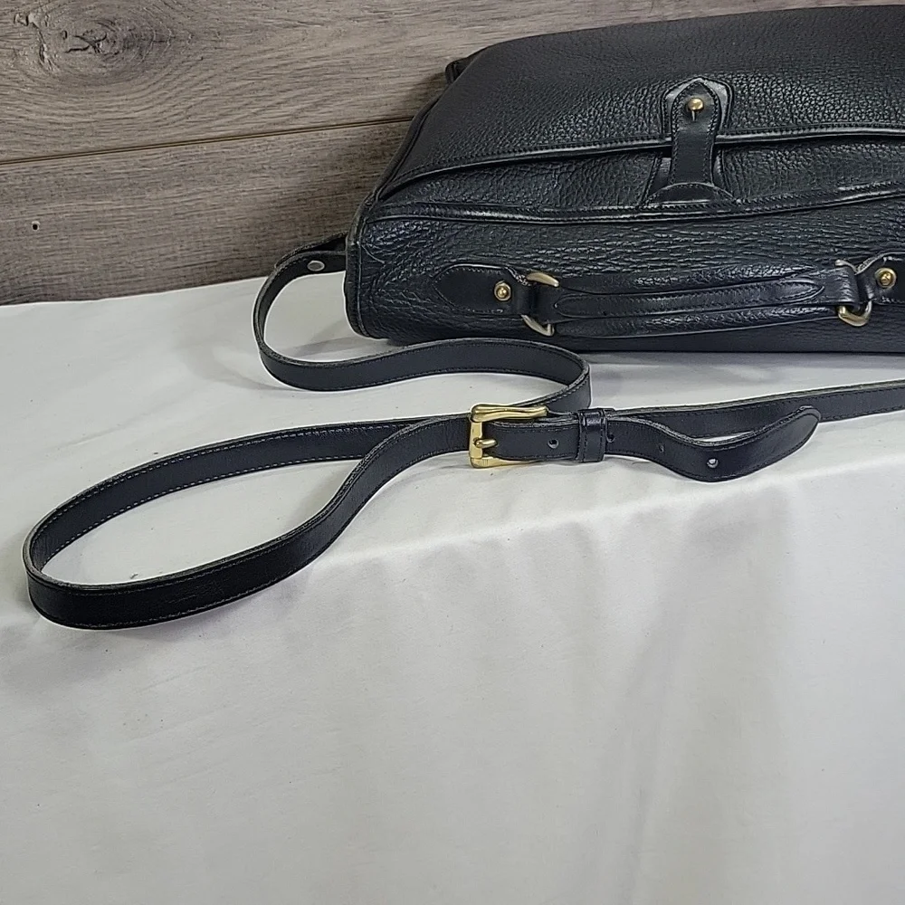 Vintage Dooney & Bourke Black Pebble Leather Briefcase Bag
